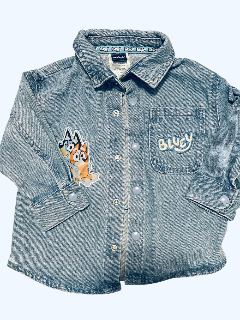 Bluey Denim Jacket shirt  - Light Blue infant 12 months